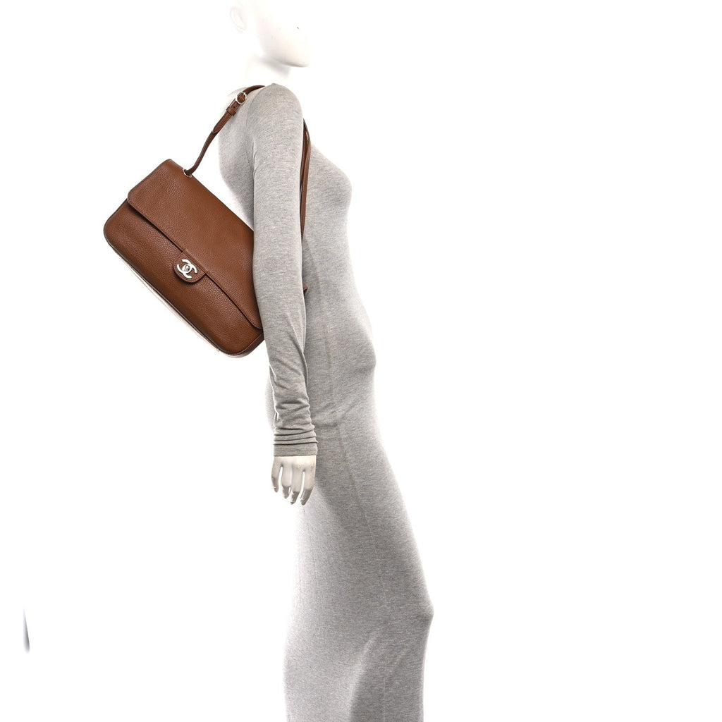 Grained Calfskin Small Souplissimo Maxi Flap Camel