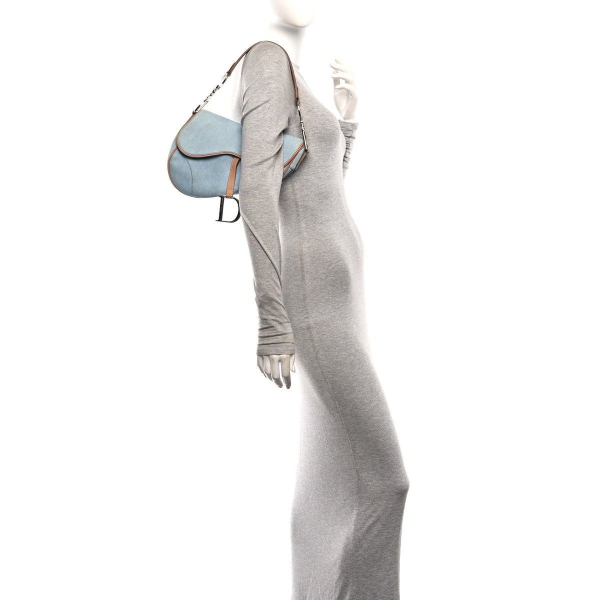 Denim Calfskin Saddle Bag Light Blue