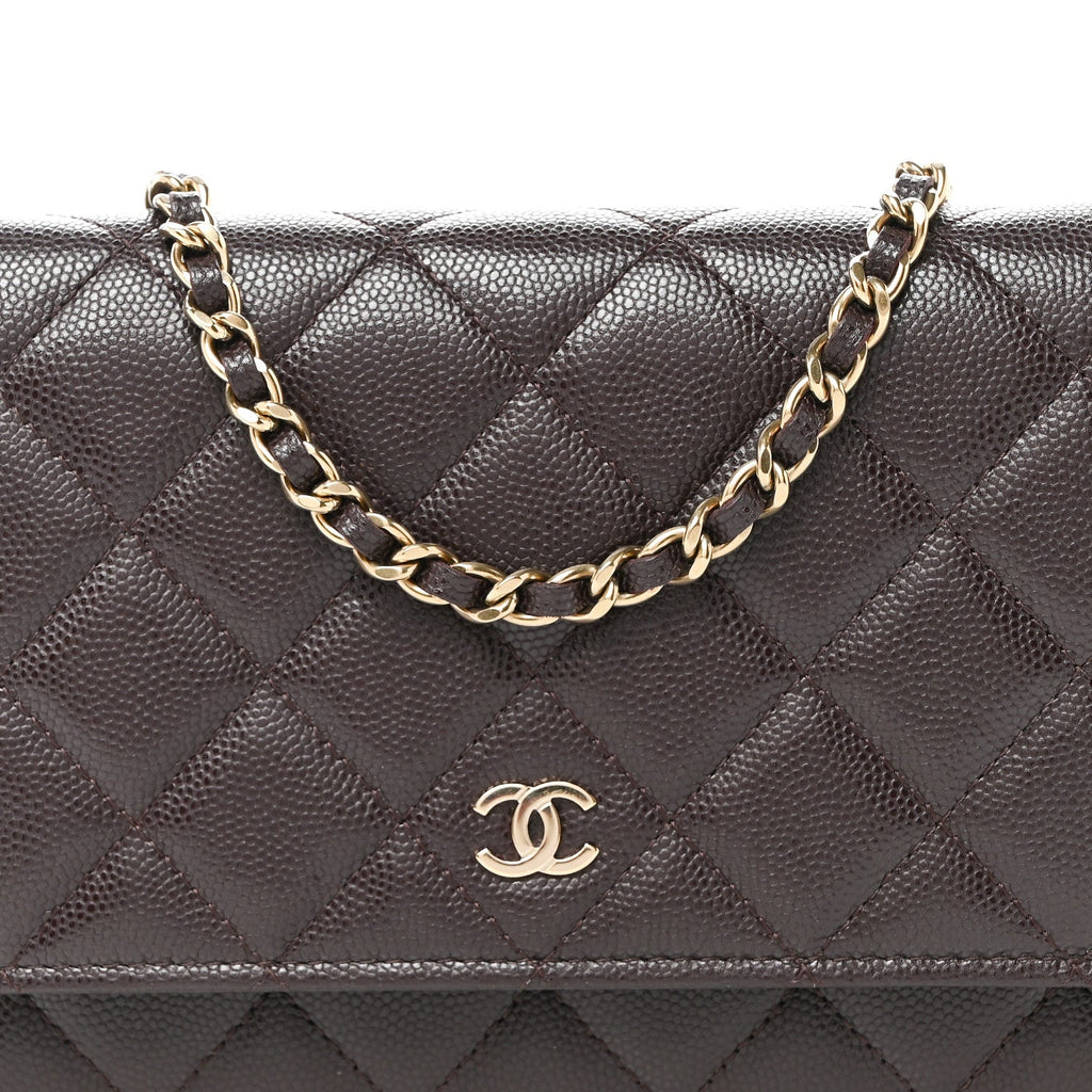 Caviar Quilted Wallet on Chain WOC Purple