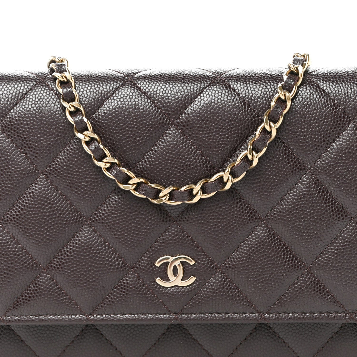 Caviar Quilted Wallet on Chain WOC Purple
