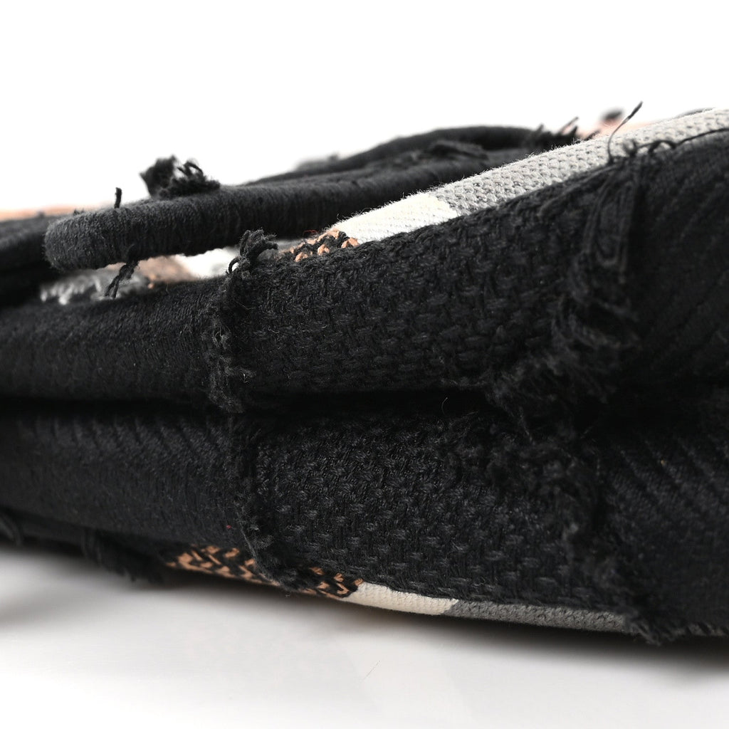 Canvas Embroidered Camouflage Flowers Saddle Bag Black Multicolor