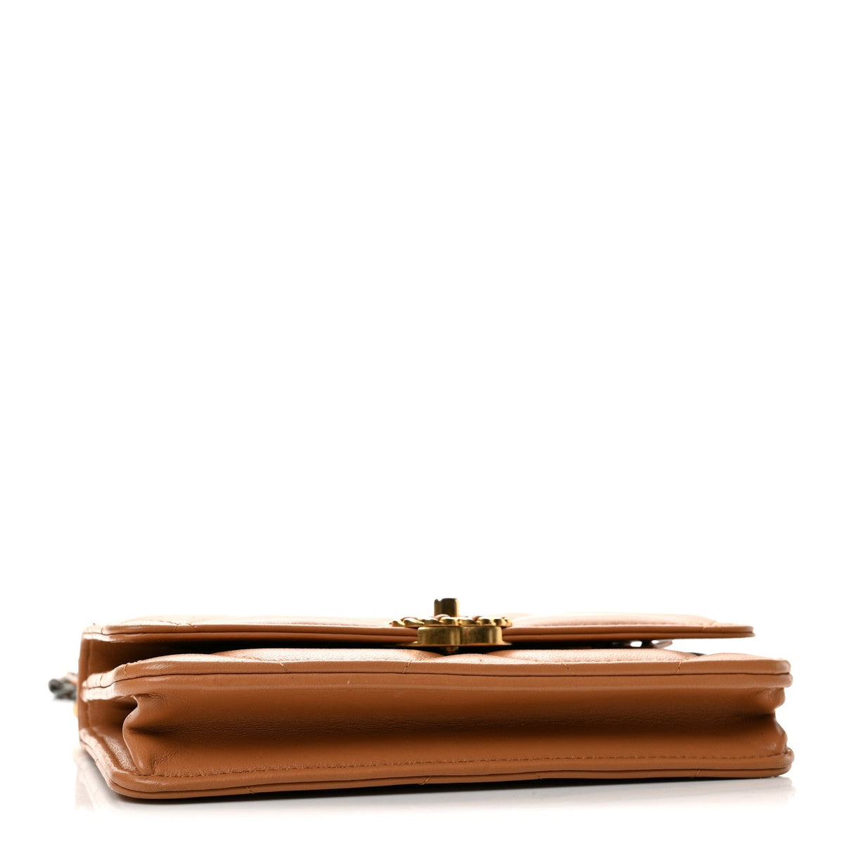 Lambskin Quilted Chanel 19 Wallet On Chain WOC Brown