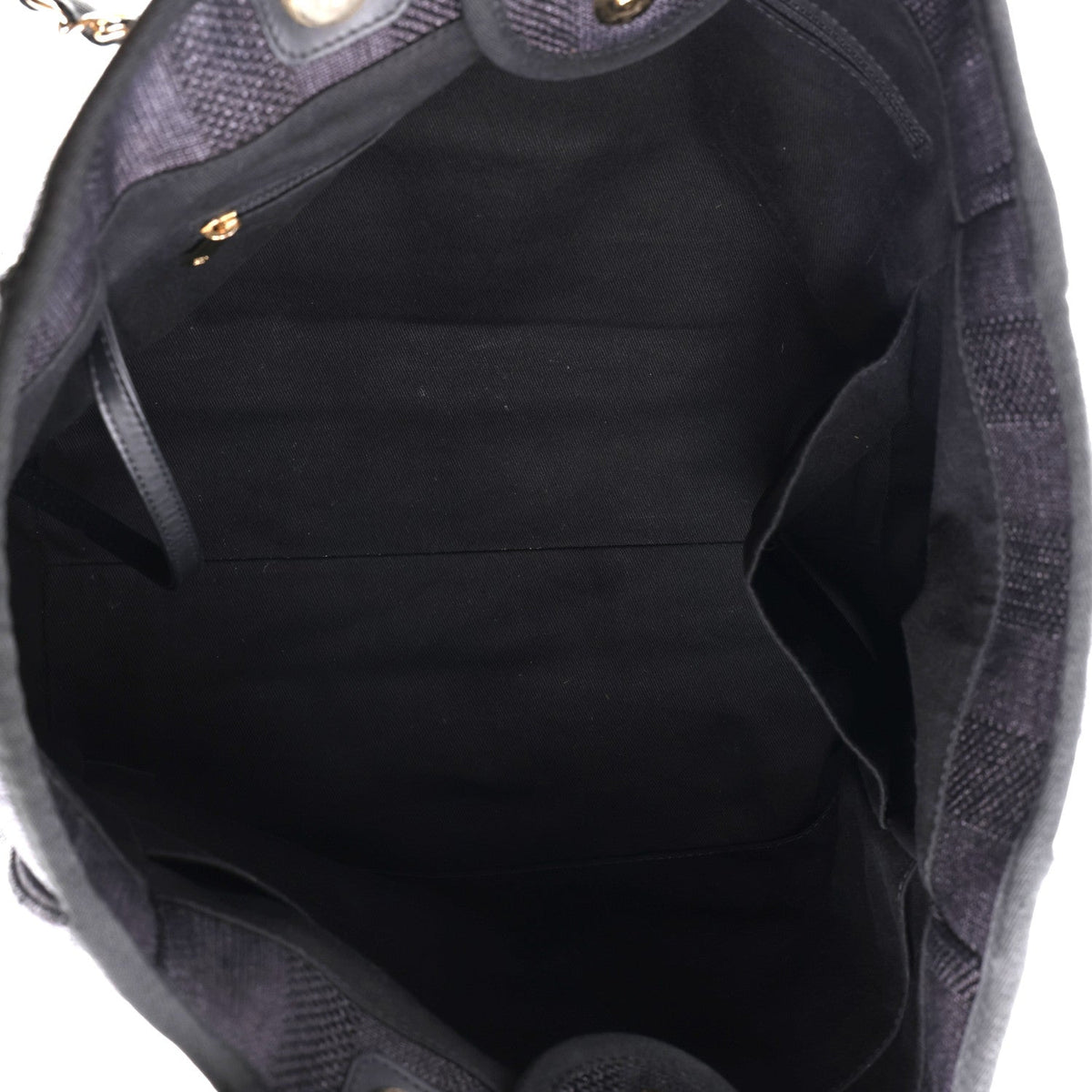 Mixed Fibers Calfskin Striped Medium Deauville Tote Black