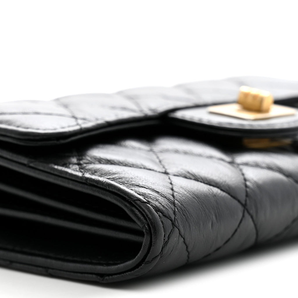 Aged Calfskin Quilted 2.55 Reissue Clutch With Chain Black