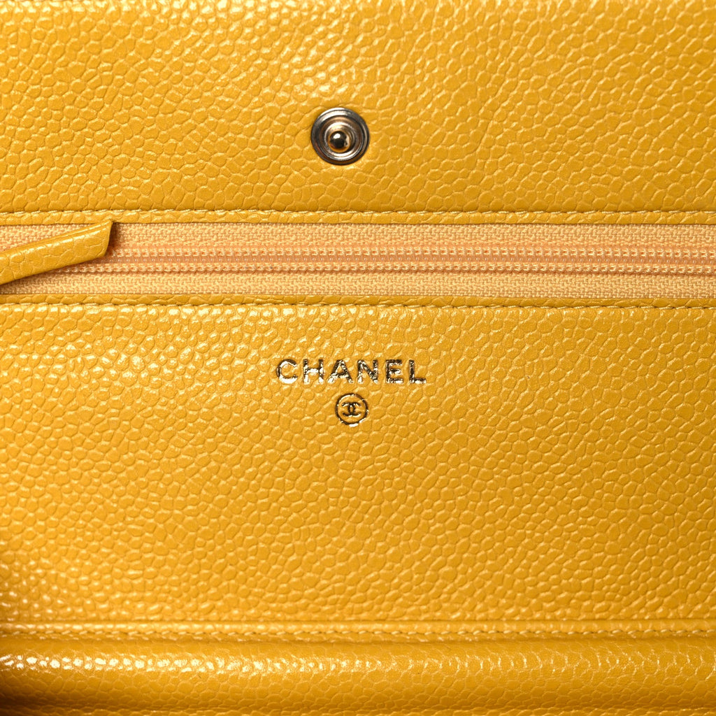 Caviar Quilted Wallet on Chain WOC Yellow