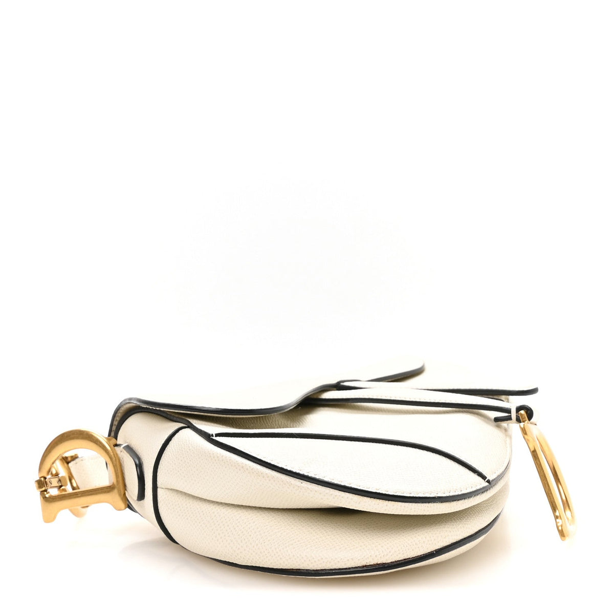 Grained Calfskin Saddle Bag White