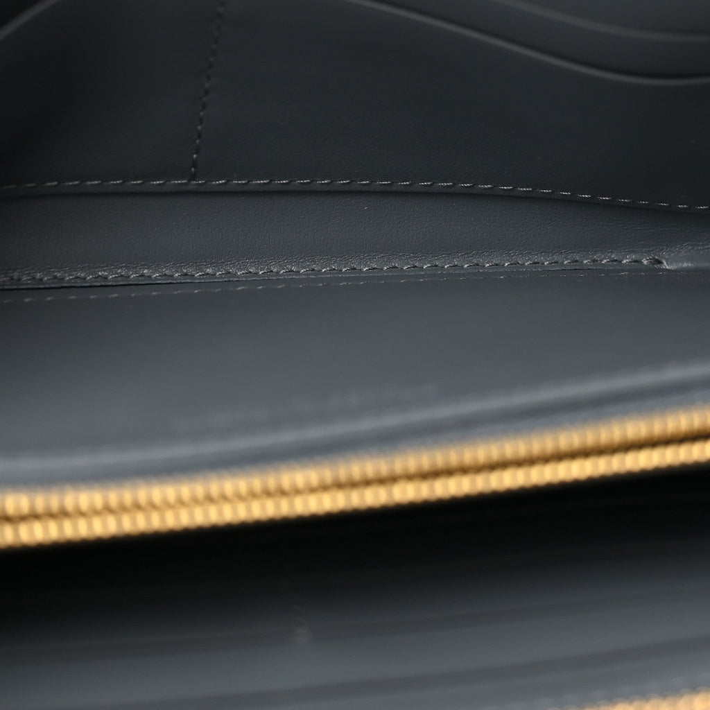 Calfskin Maxi Intrecciato Zip Around Wallet Thunder