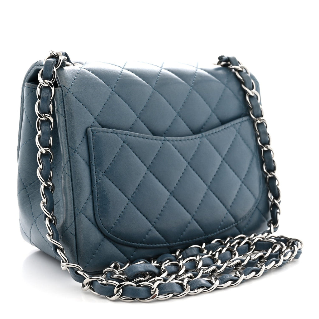 Lambskin Quilted Mini Square Flap Blue