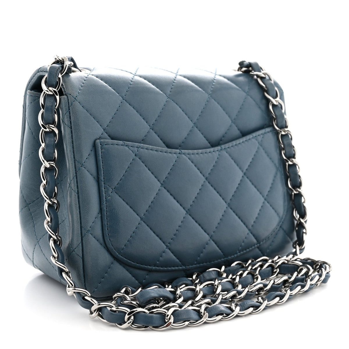 Lambskin Quilted Mini Square Flap Blue