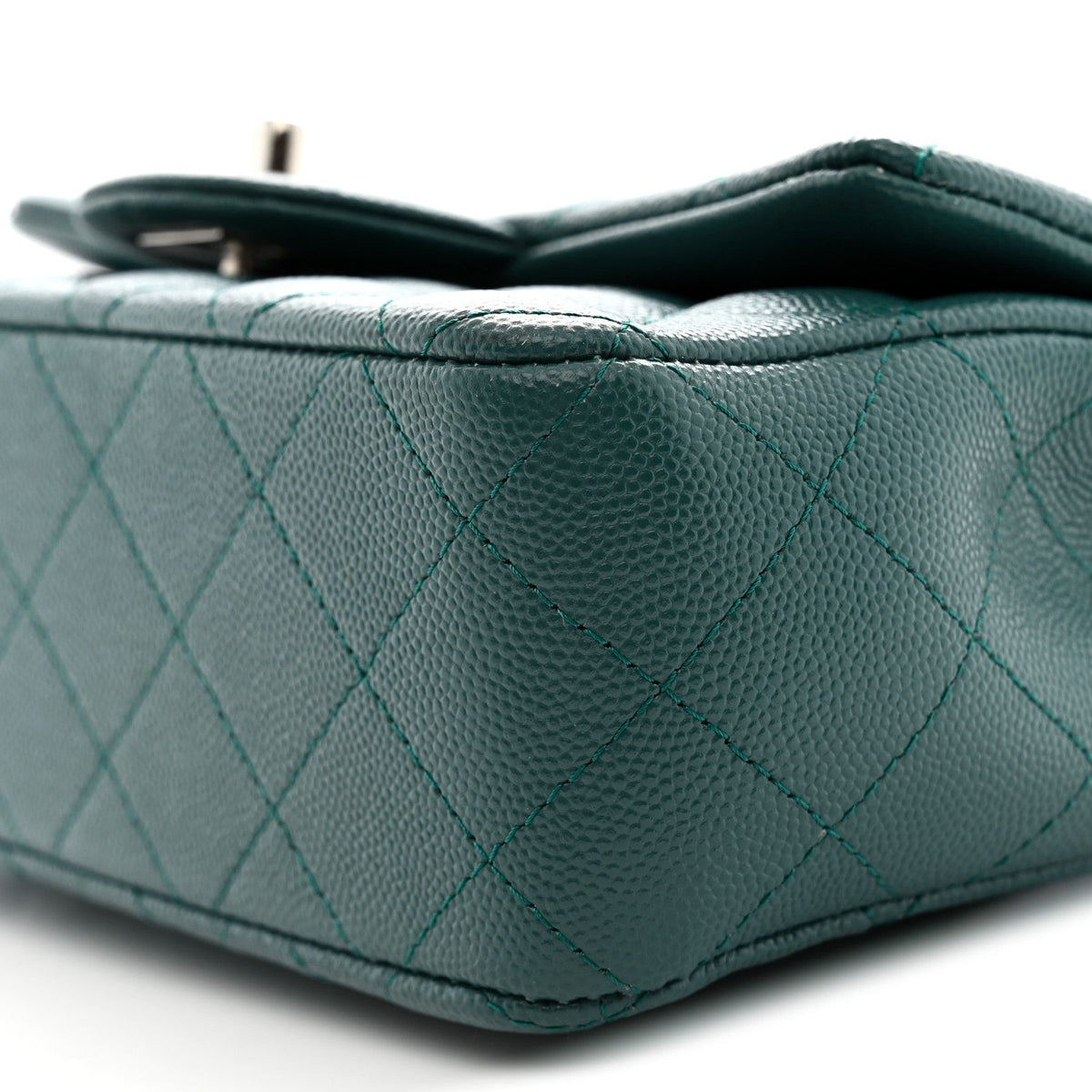 Caviar Quilted Mini Rectangular Flap Dark Green