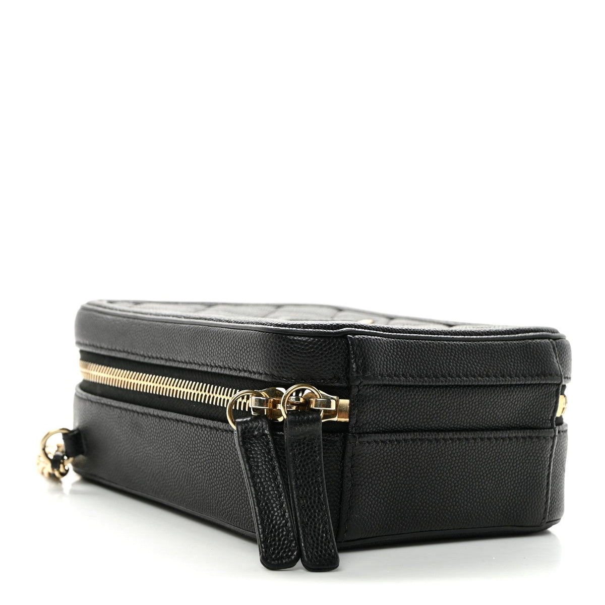 Caviar Quilted CC North South Filigree Vanity Case Black