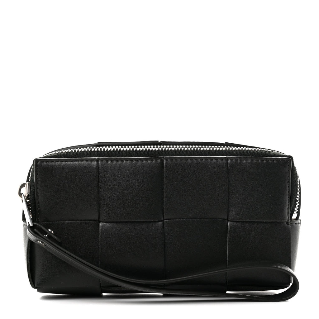 Nappa Maxi Intrecciato Cassette Wristlet Pouch Dark Moss