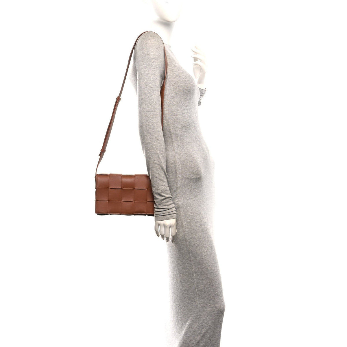 Lambskin Maxi Intrecciato Cassette Crossbody Bag Caramel