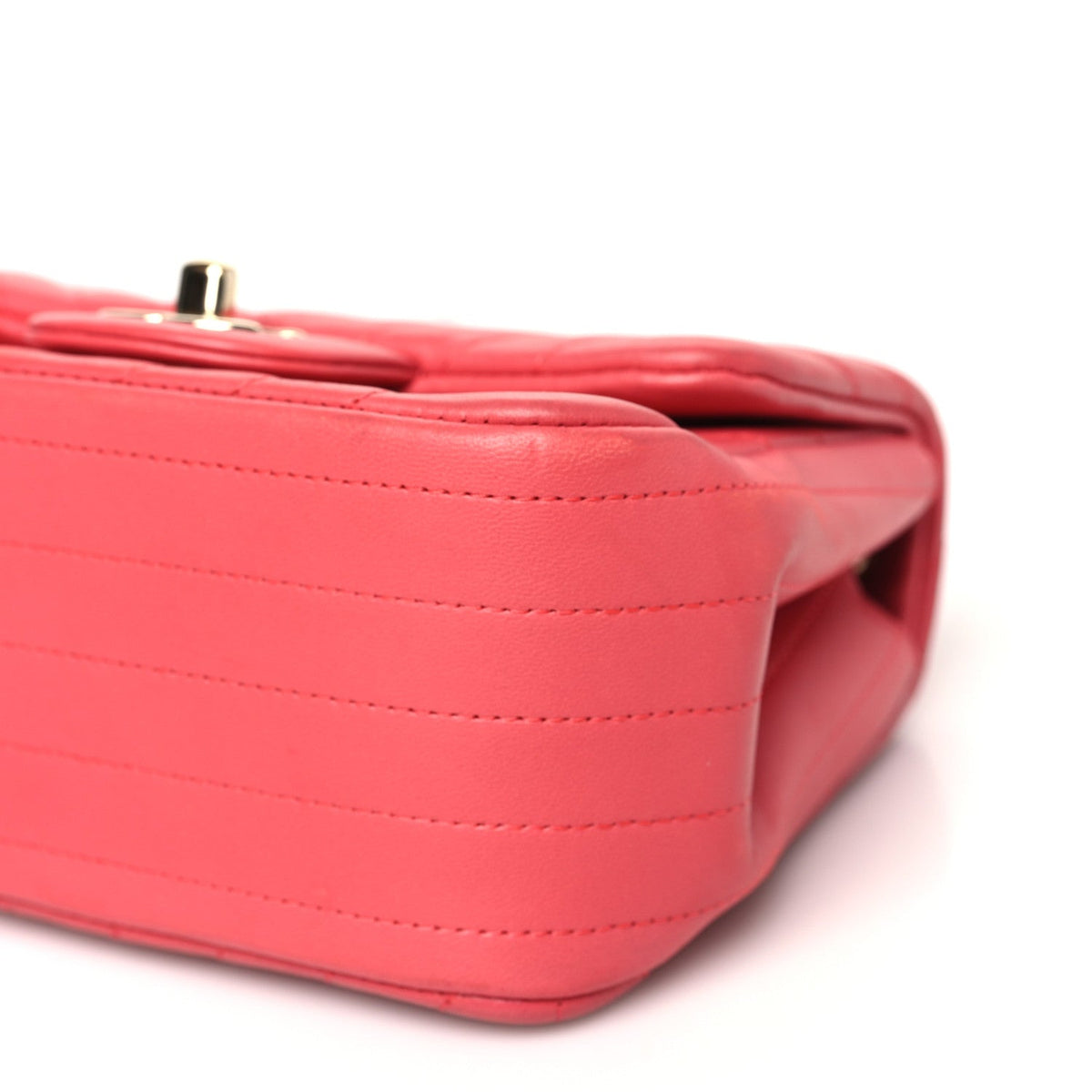 Lambskin Chevron Quilted Mini Square Flap Coral