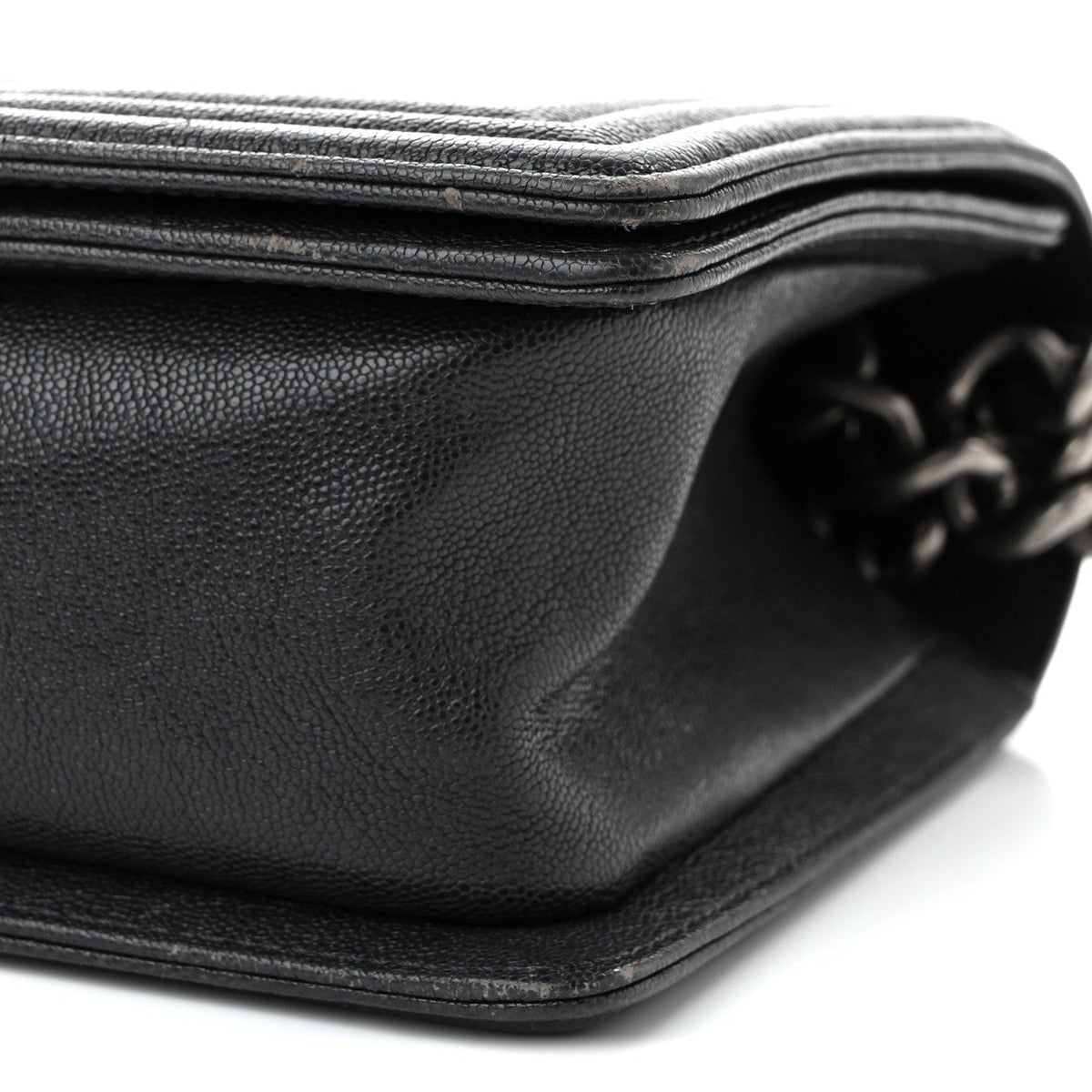 Caviar Quilted Medium Boy Flap Dark Grey