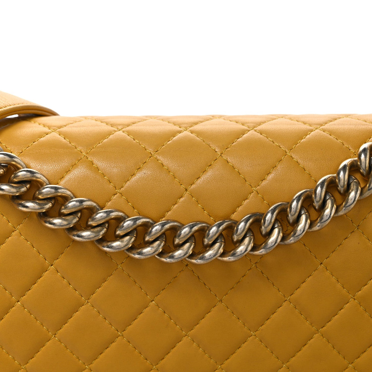 Lambskin Quilted New Medium Boy Flap Yellow