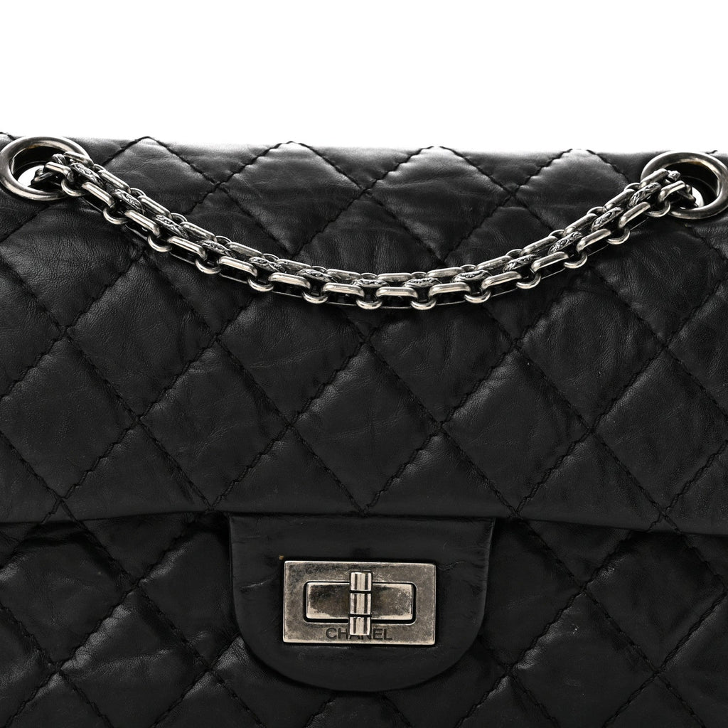 Aged Calfskin Quilted 2.55 Reissue Mini Flap Black