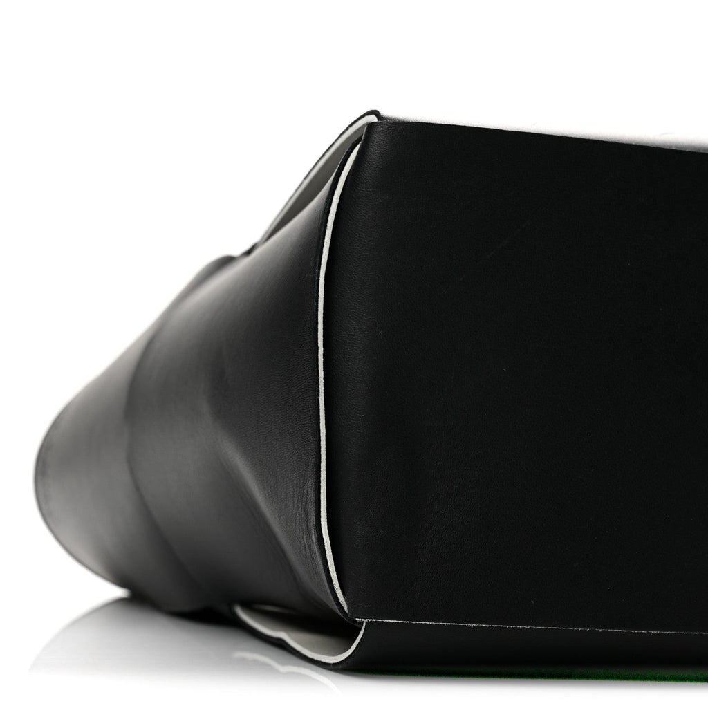 Nappa Maxi Intrecciato Medium Arco Tote Black White