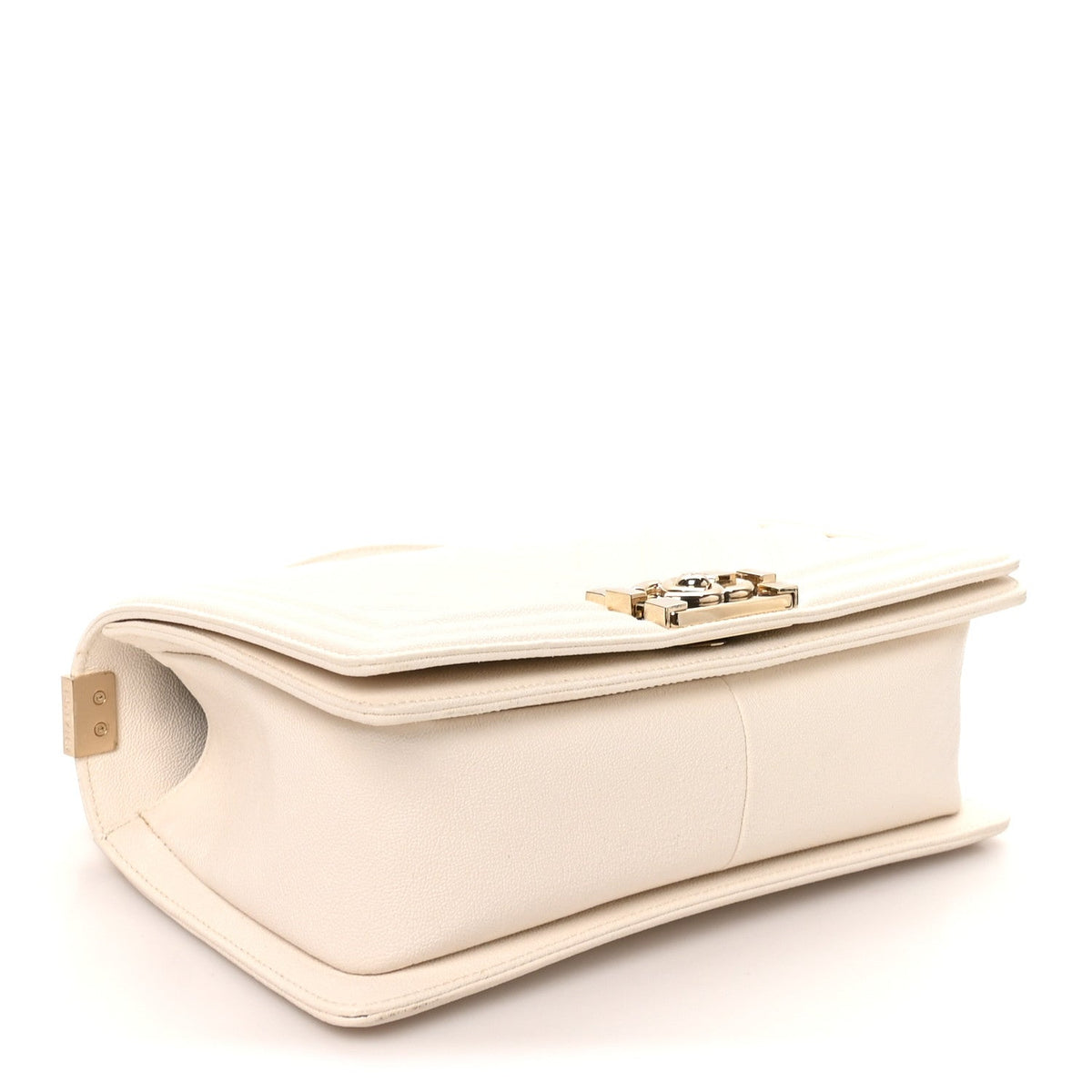 Caviar Chevron Quilted Medium Boy Flap White