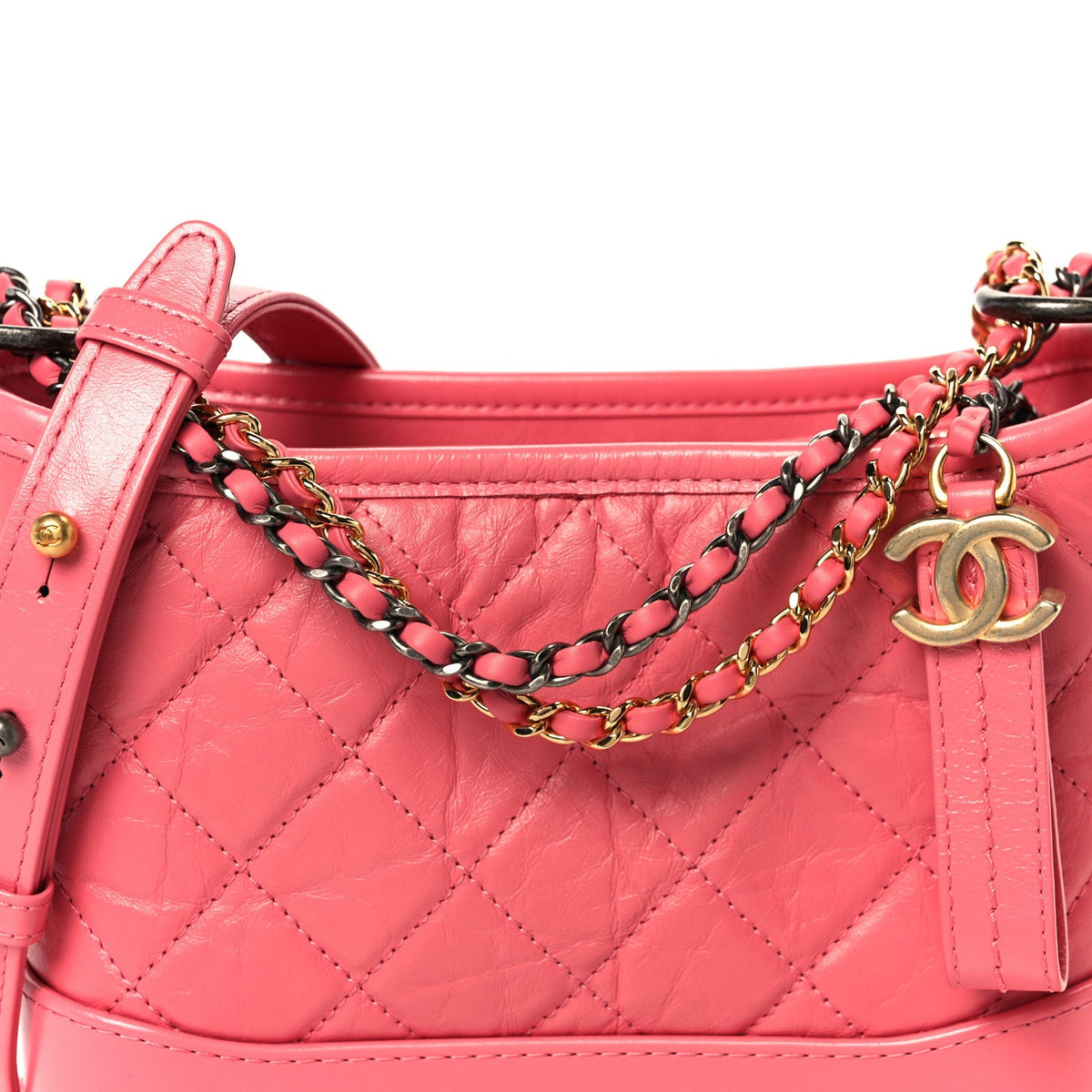 Aged Calfskin Quilted Small Gabrielle Hobo Pink