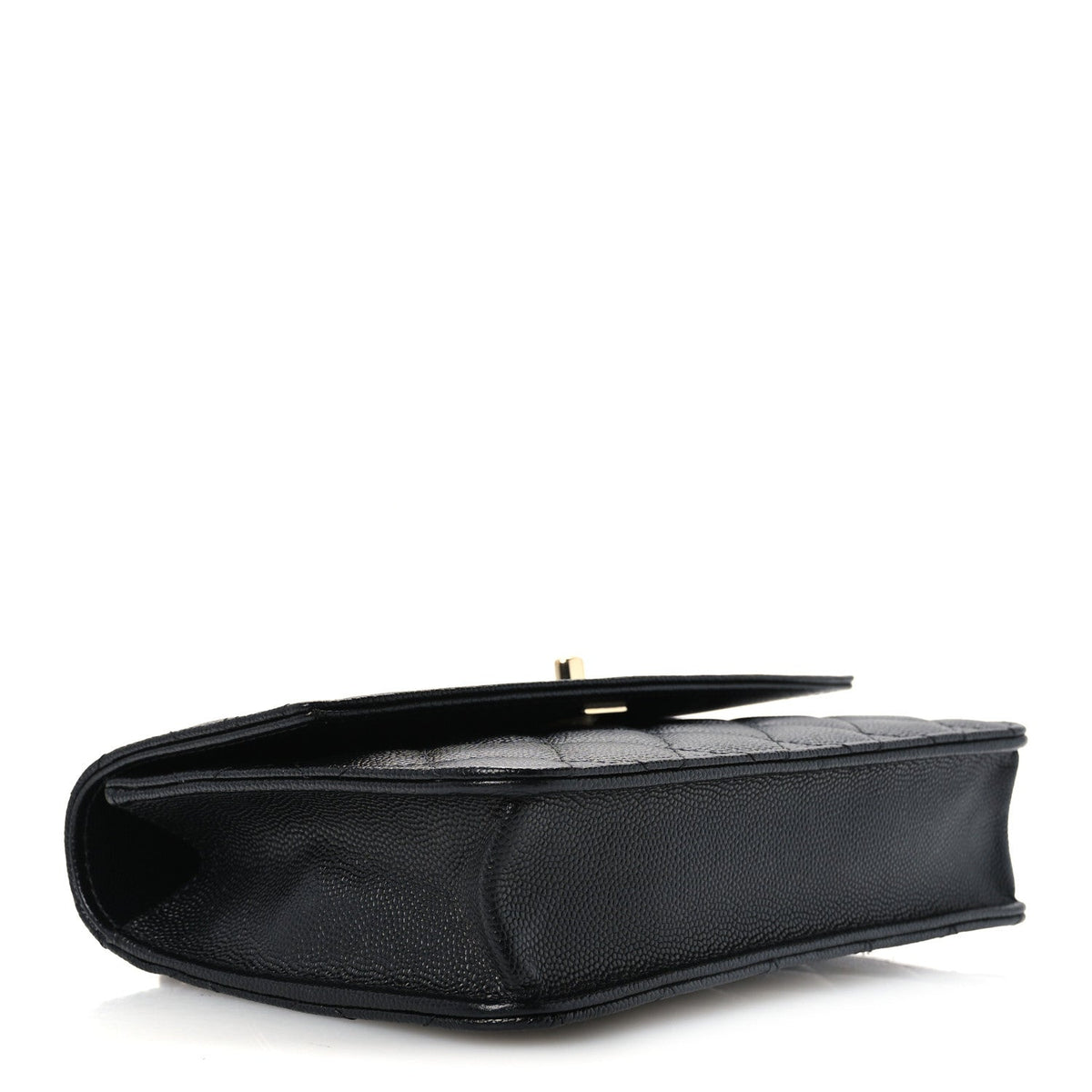 Caviar Quilted Trendy Handle Clutch With Chain Black