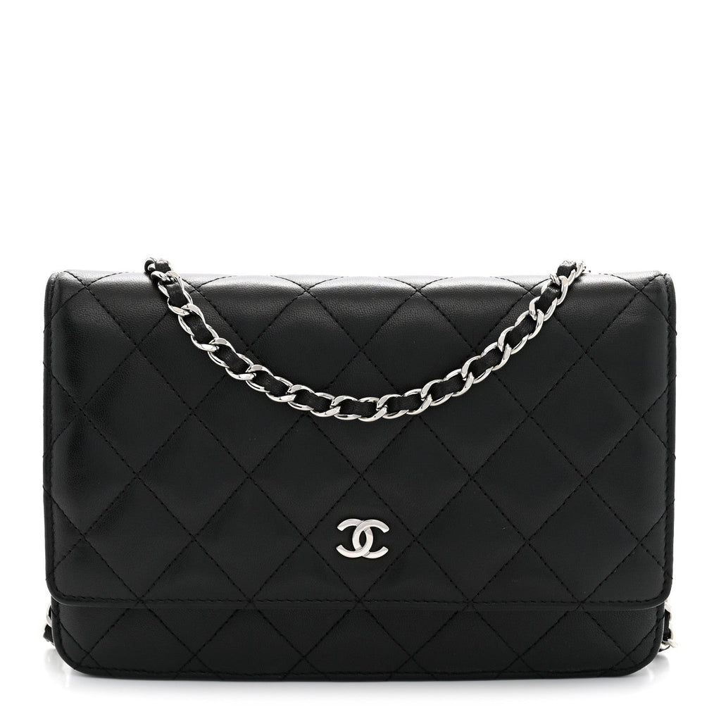 Lambskin Quilted Wallet On Chain WOC Black