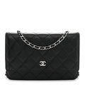 Lambskin Quilted Wallet On Chain WOC Black