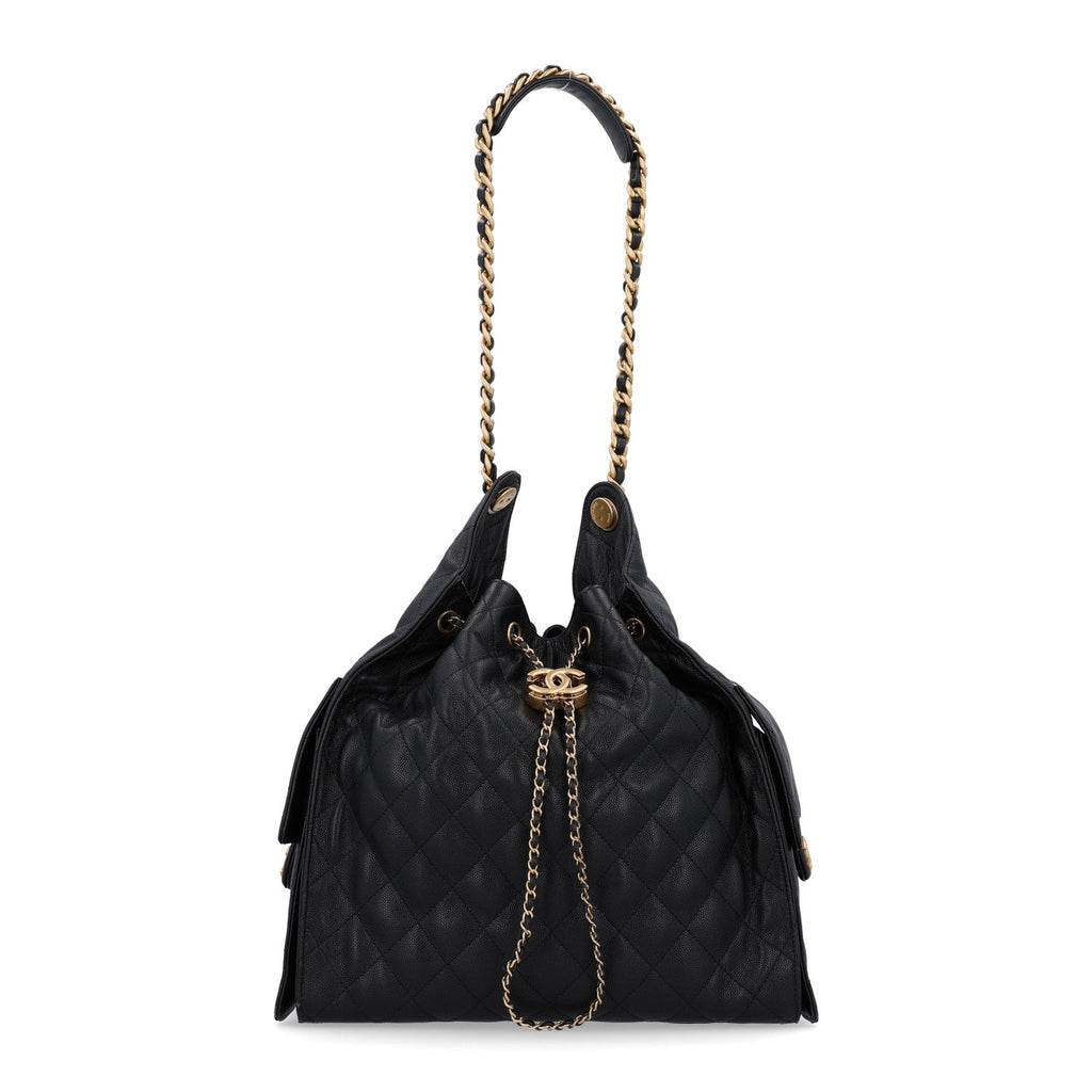 Caviar Quilted Medium Chanel 25 Handbag Black