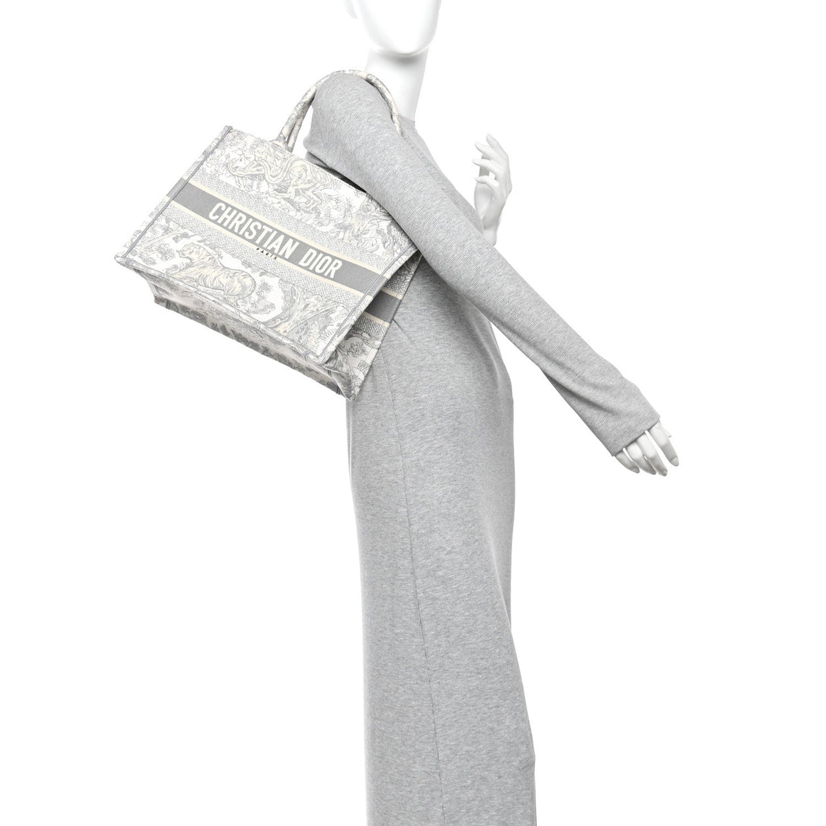 Canvas Embroidered Medium Dioriviera Toile De Jouy Book Tote Gray