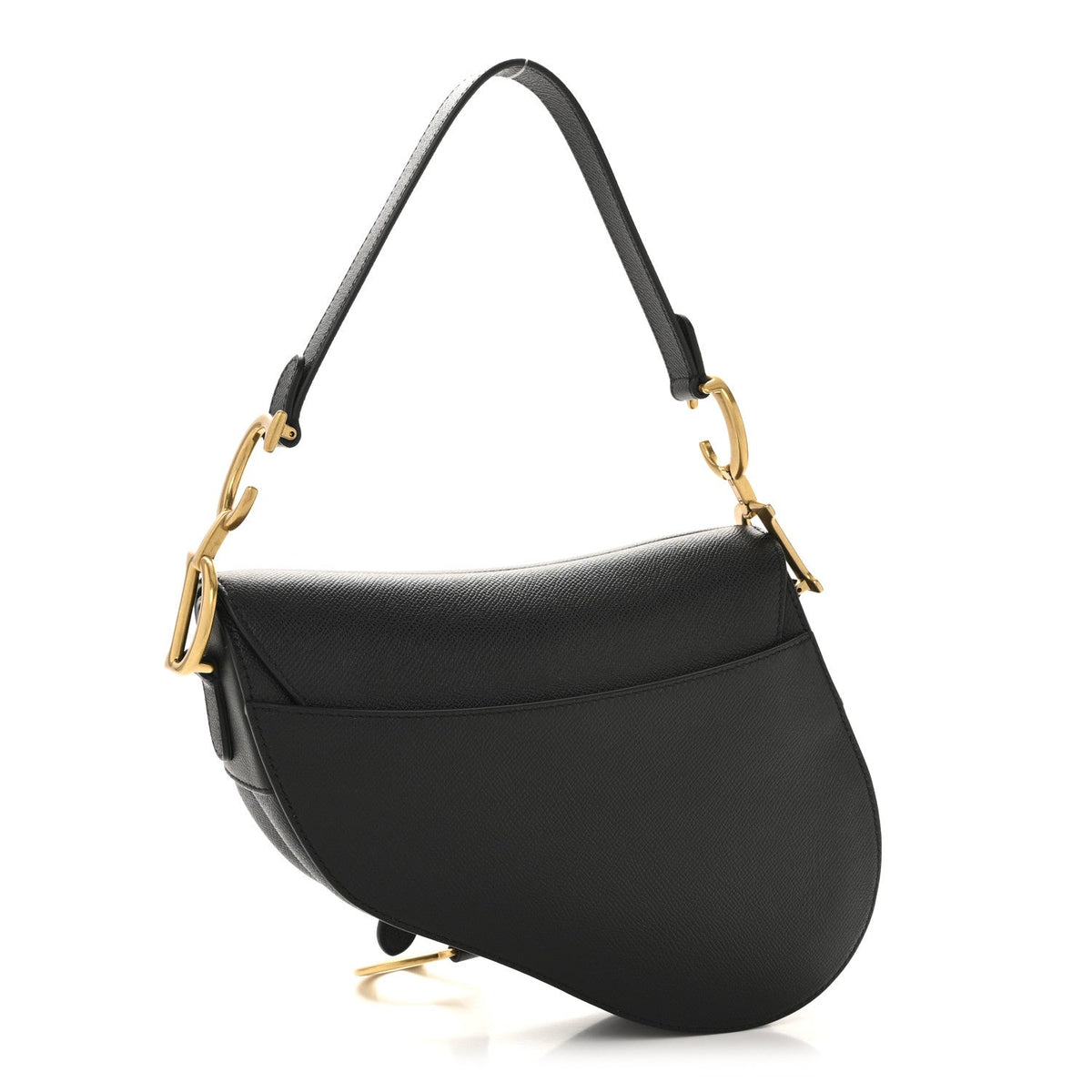 Grained Calfskin Saddle Bag Black