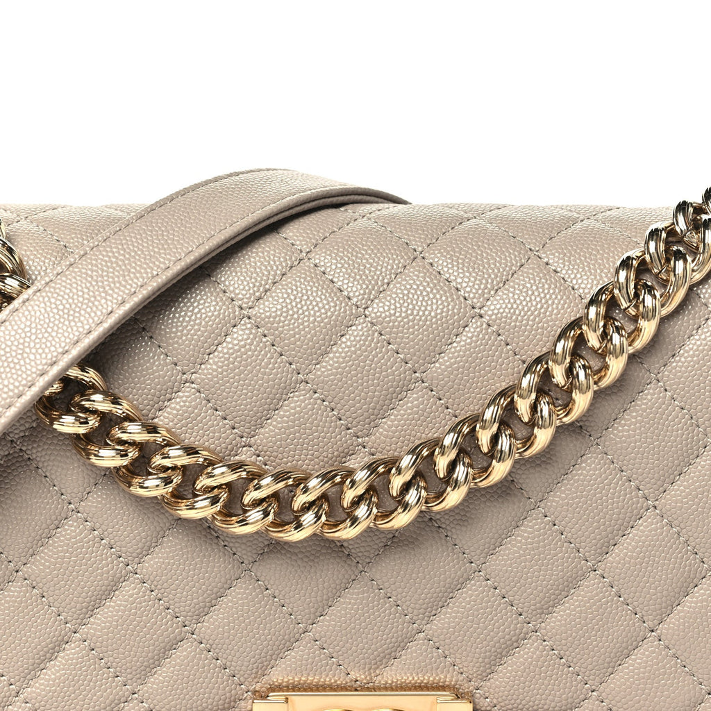 Caviar Quilted Medium Boy Flap Dark Beige