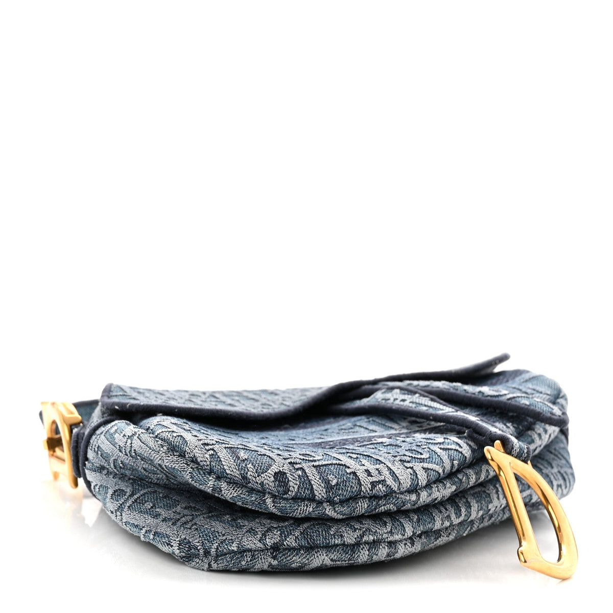 Oblique Embroidered Saddle Bag Denim Blue