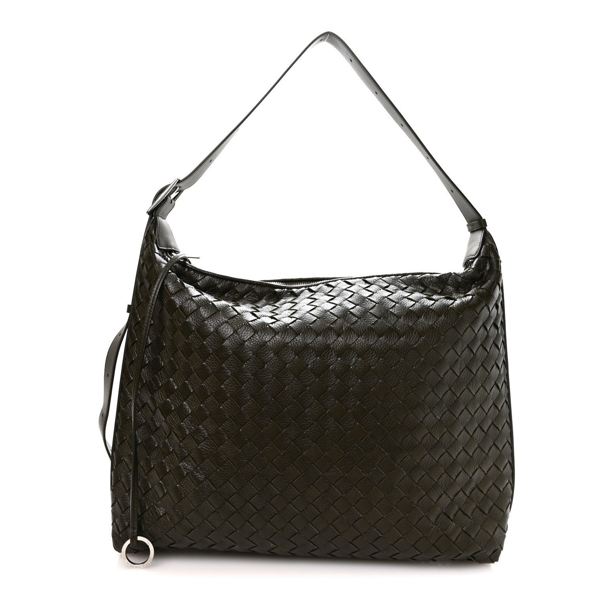 Deerskin Intrecciato Medium Traveler Hobo Kaki