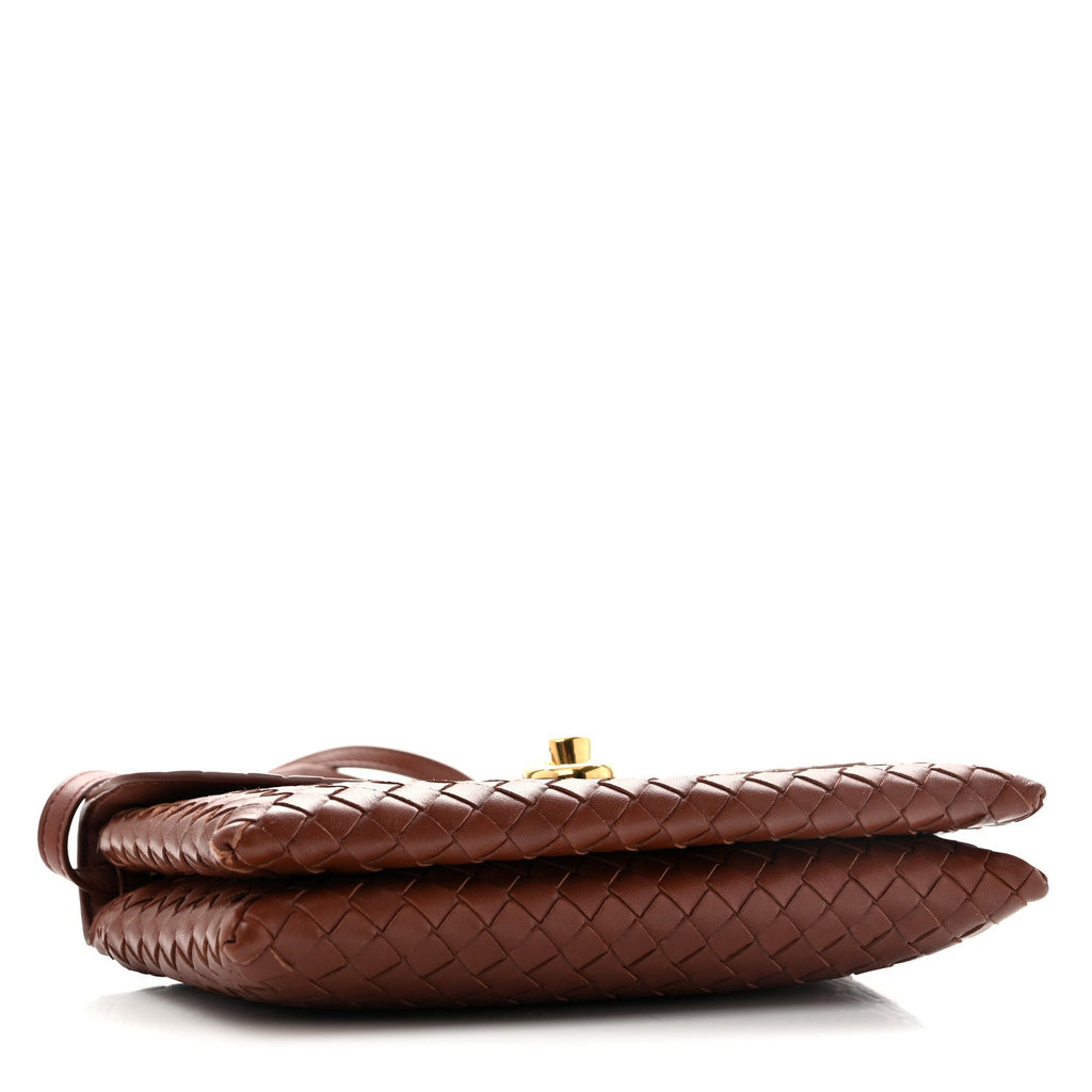 Nappa Intrecciato Knot Lock Top Handle Crossbody Bag Amber