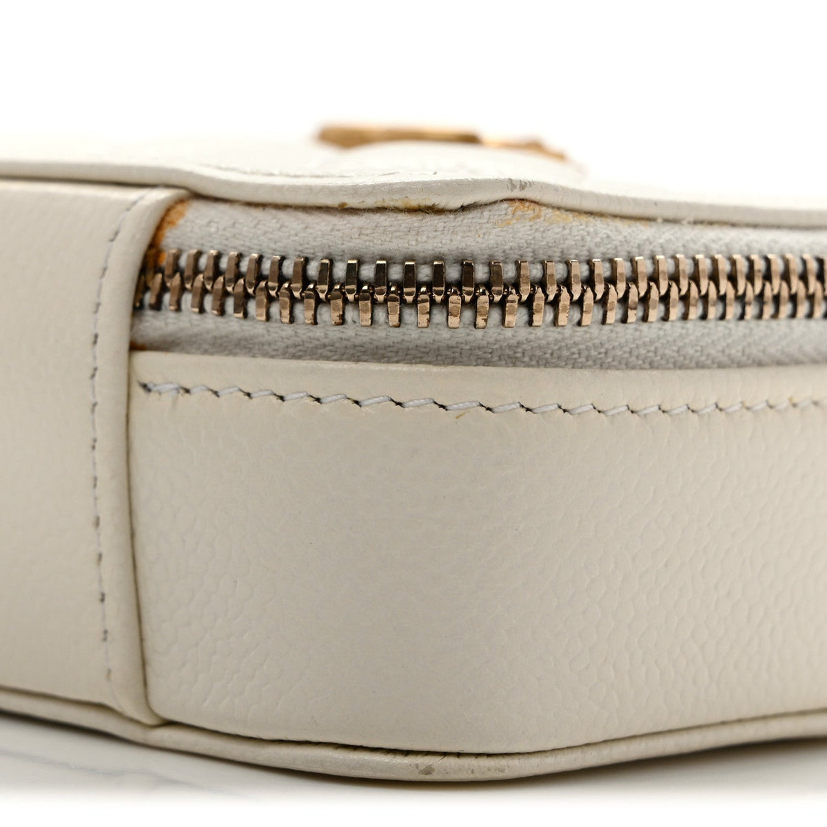 Caviar Quilted Mini Boy Clutch With Chain White