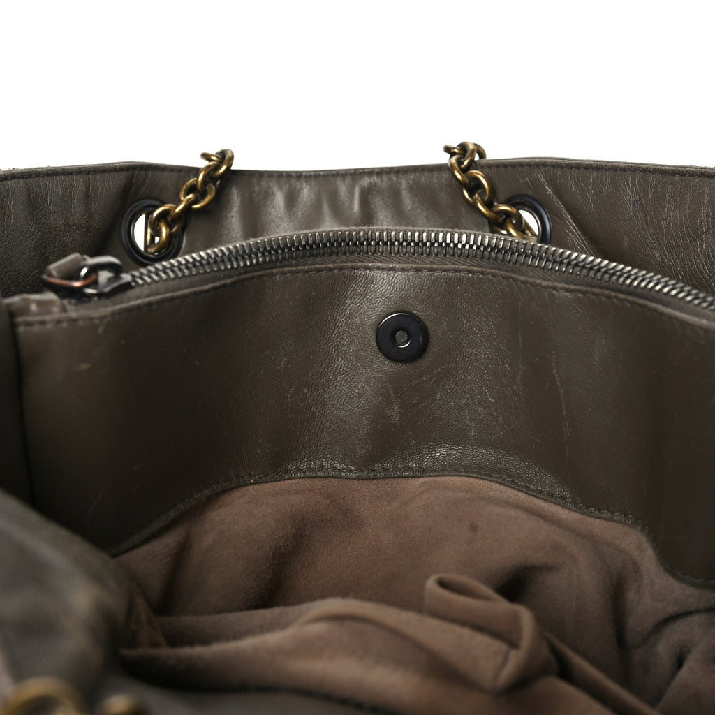 Nappa Intrecciato Medium Classic Chain Strap Tote Taupe Grey