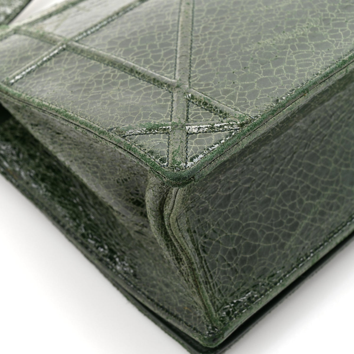 Ceramic Effect Deerskin Large Diorama Flap Bag Malachite Green