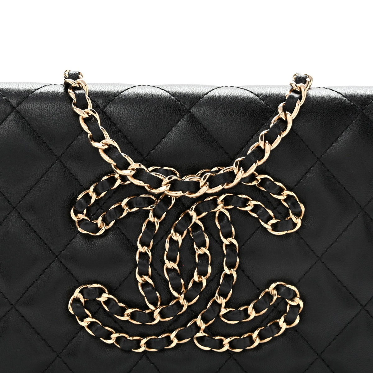 Calfskin Once Upon A Time Wallet on Chain WOC Black