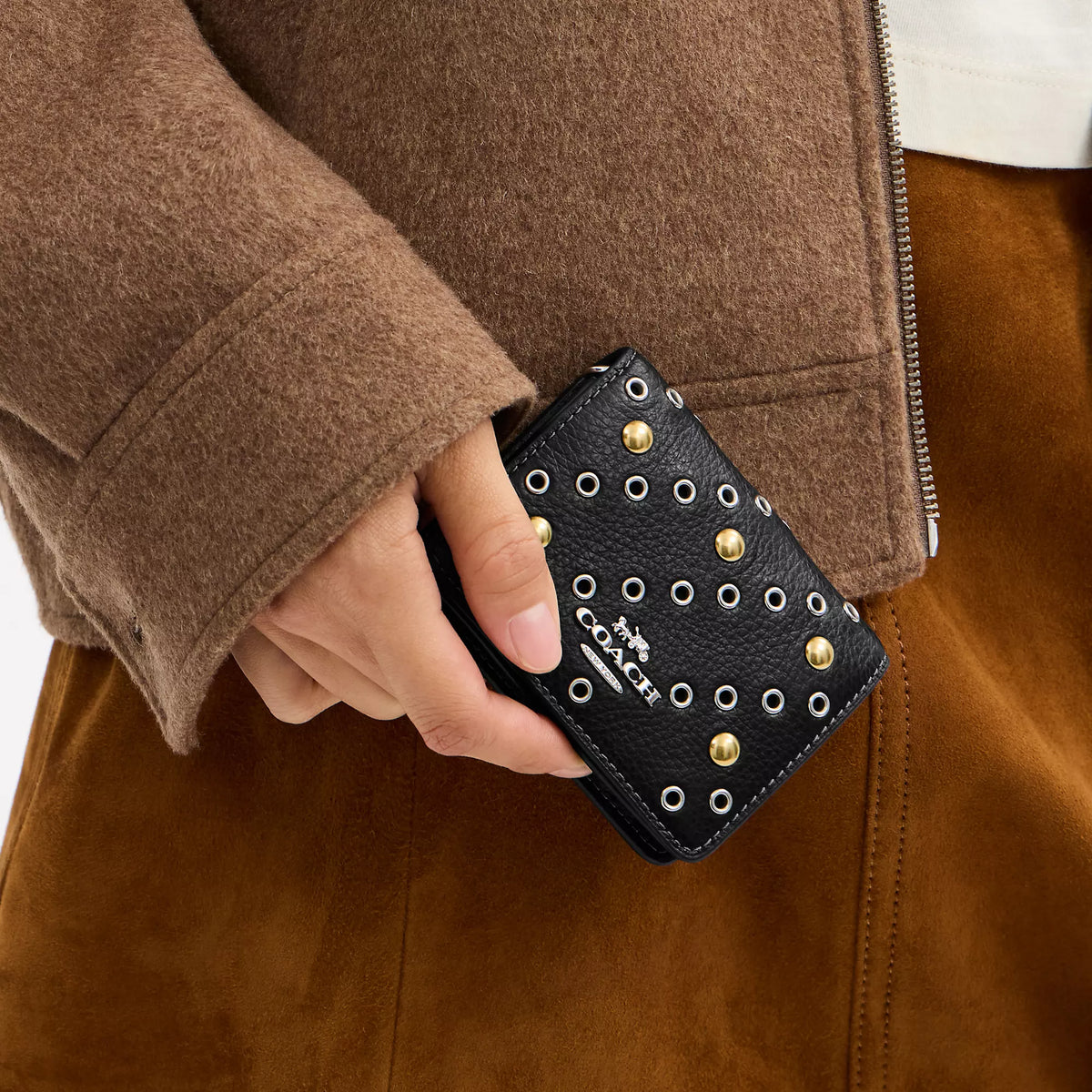 Coach Outlet Mini Wallet On A Chain With Rivets
