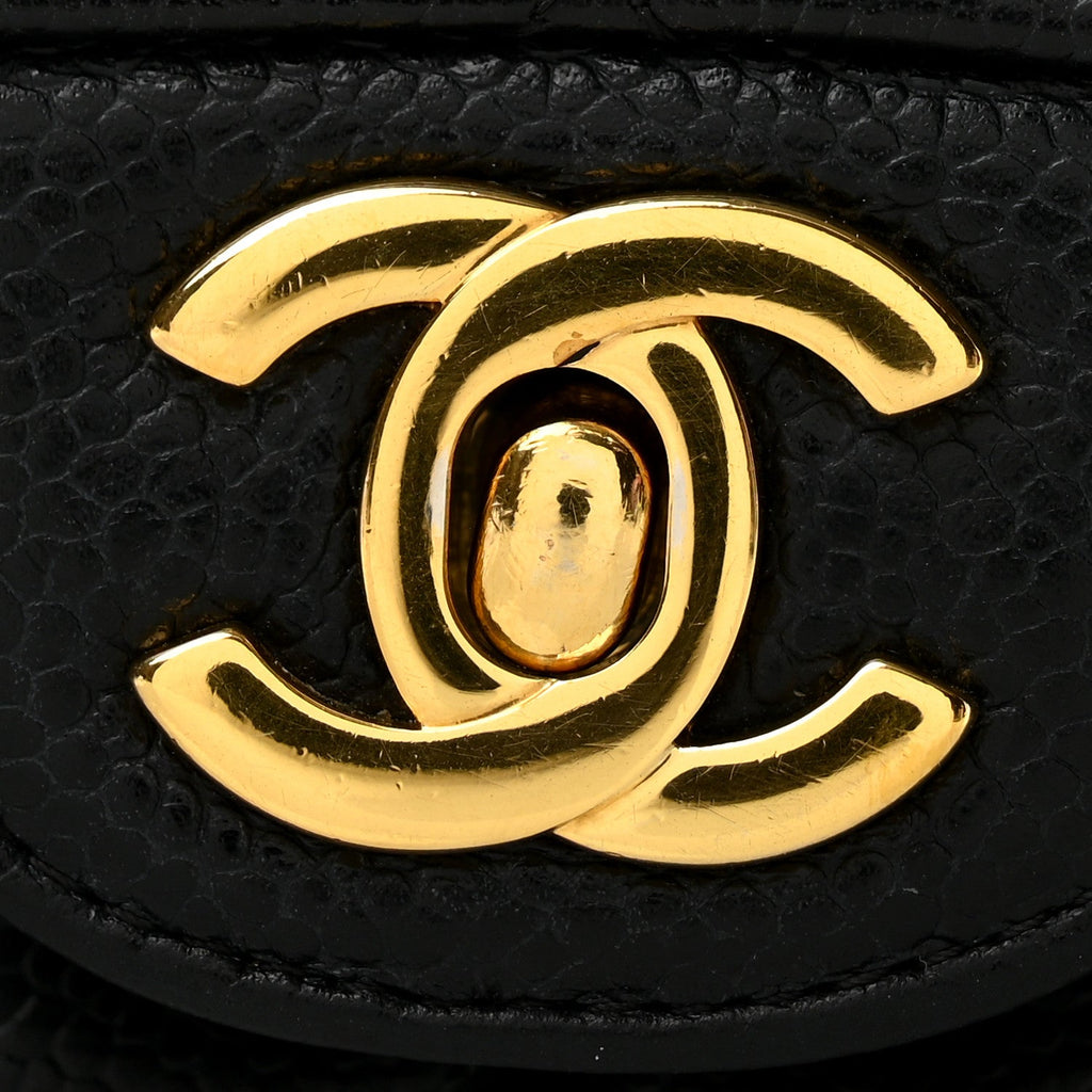Caviar Quilted Medium Double Flap Black