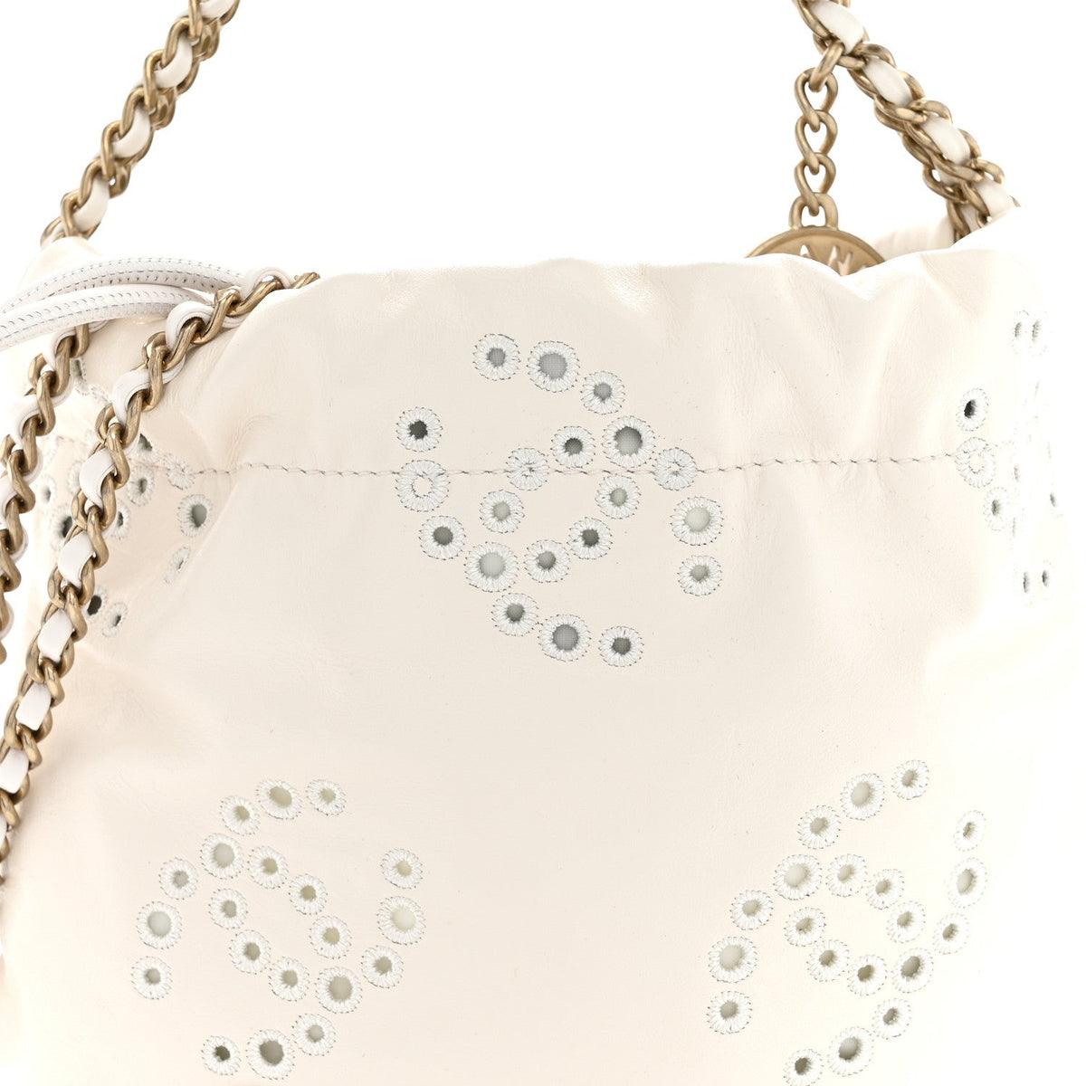 Calfskin Eyelet Mini Chanel 22  White