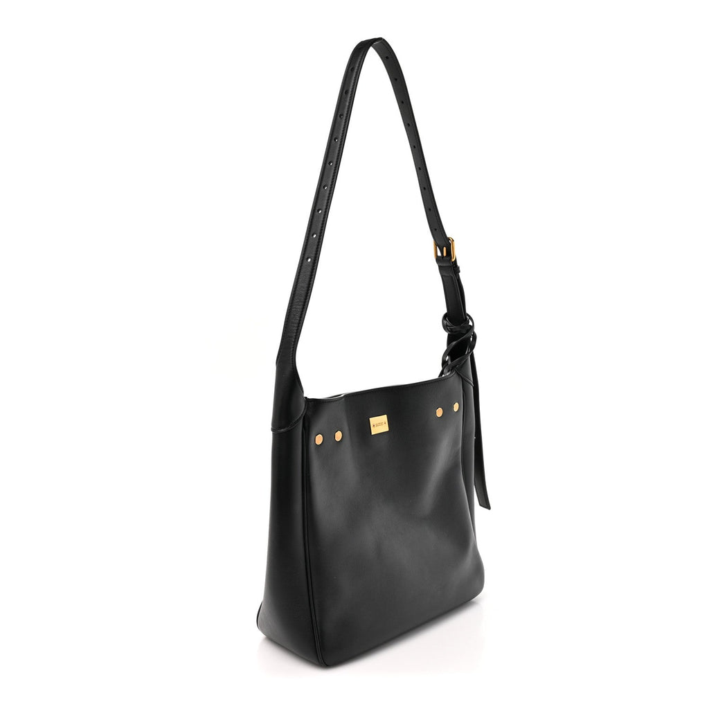 Smooth Calfskin Small Bel Air Hobo Bag Black