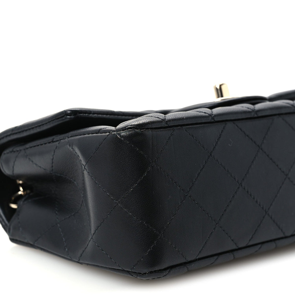 Lambskin Quilted Mini Rectangular Flap Black