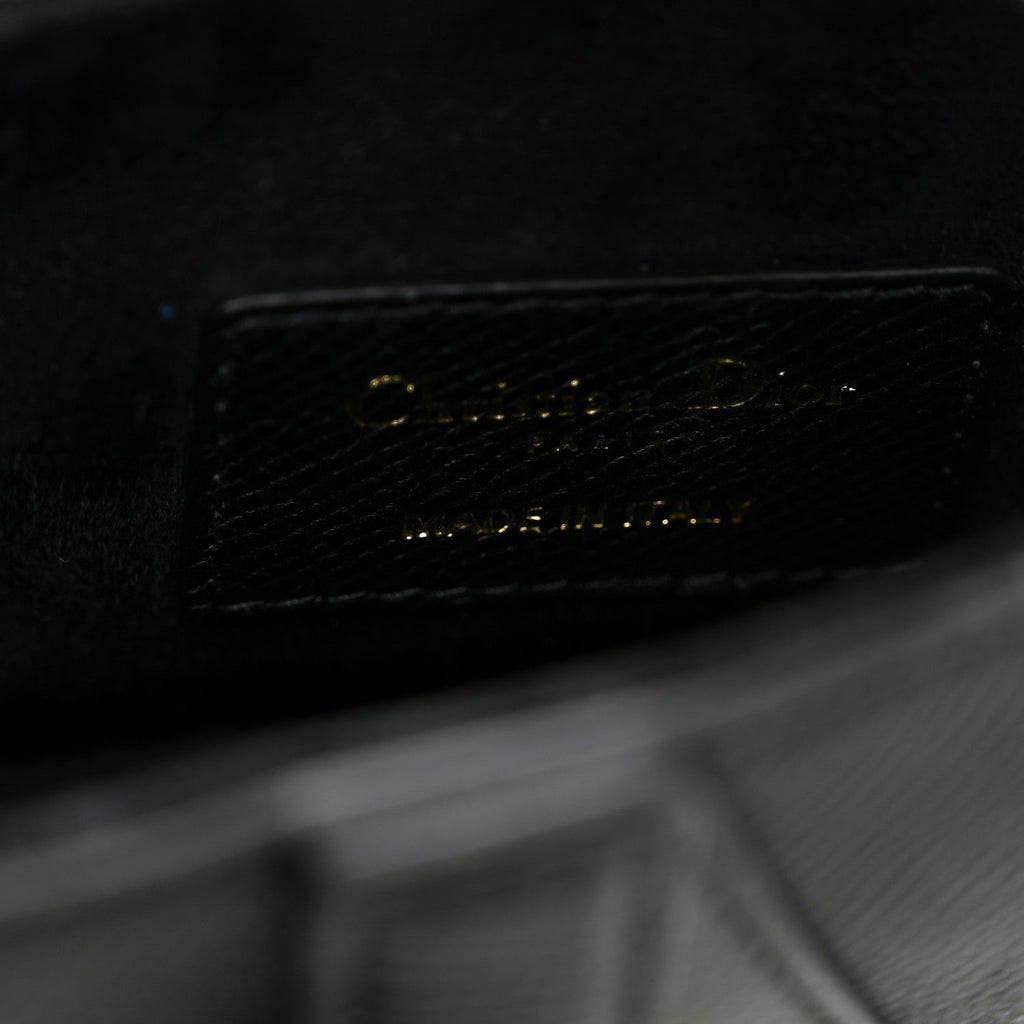 Grained Calfskin Mini Saddle Bag Black