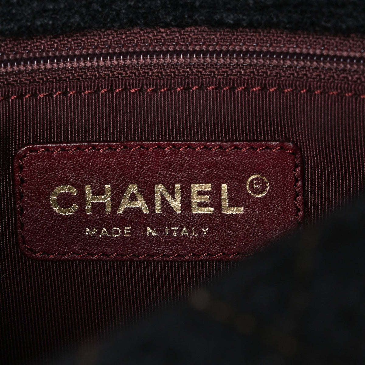 Wool Contrast Stitch Mini Square Flap Charcoal