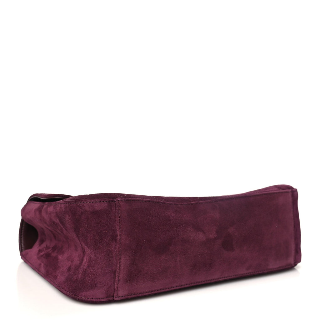 Suede Calfskin Small Souplissimo Maxi Flap Burgundy
