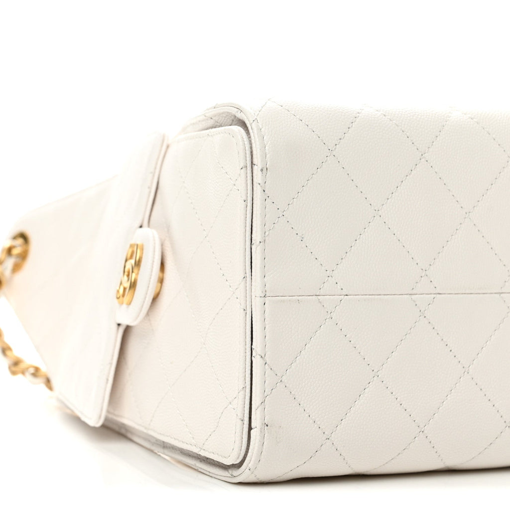 Caviar Quilted Small Chanel 25 Handbag White