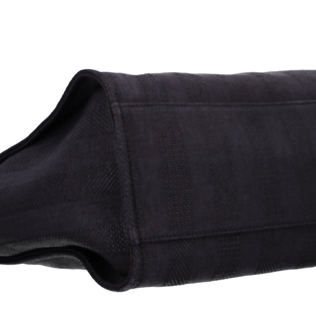 Mixed Fibers Calfskin Striped Medium Deauville Tote Black