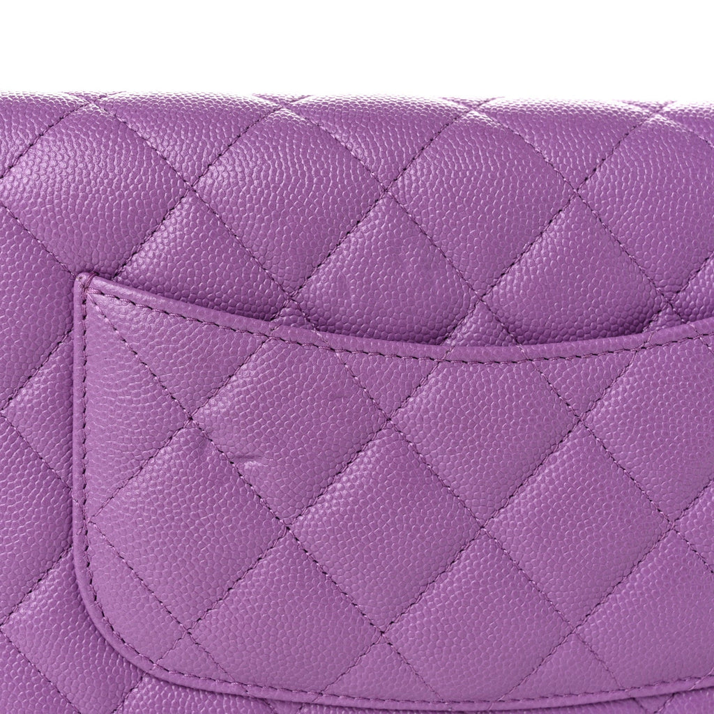 Caviar Quilted Wallet on Chain WOC Purple