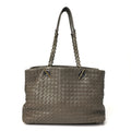 Nappa Intrecciato Medium Classic Chain Strap Tote Taupe Grey